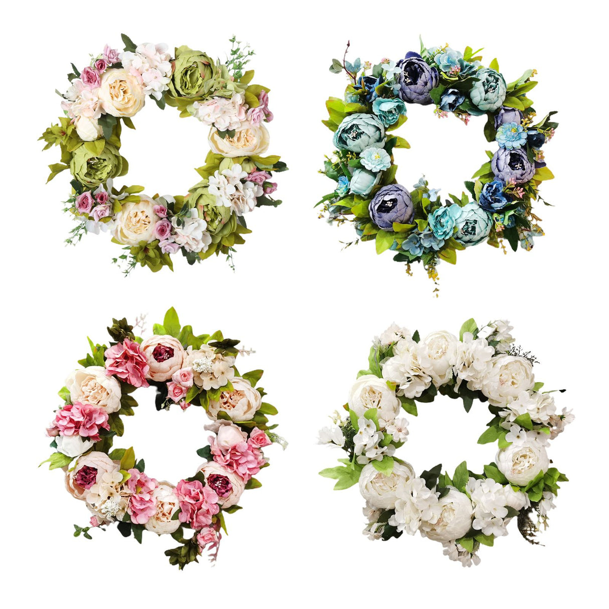 Christmas Wreath Handcraft Peony Wreath Artificial Spring Garland Wreath for Door Wall Wedding Party Home Decor