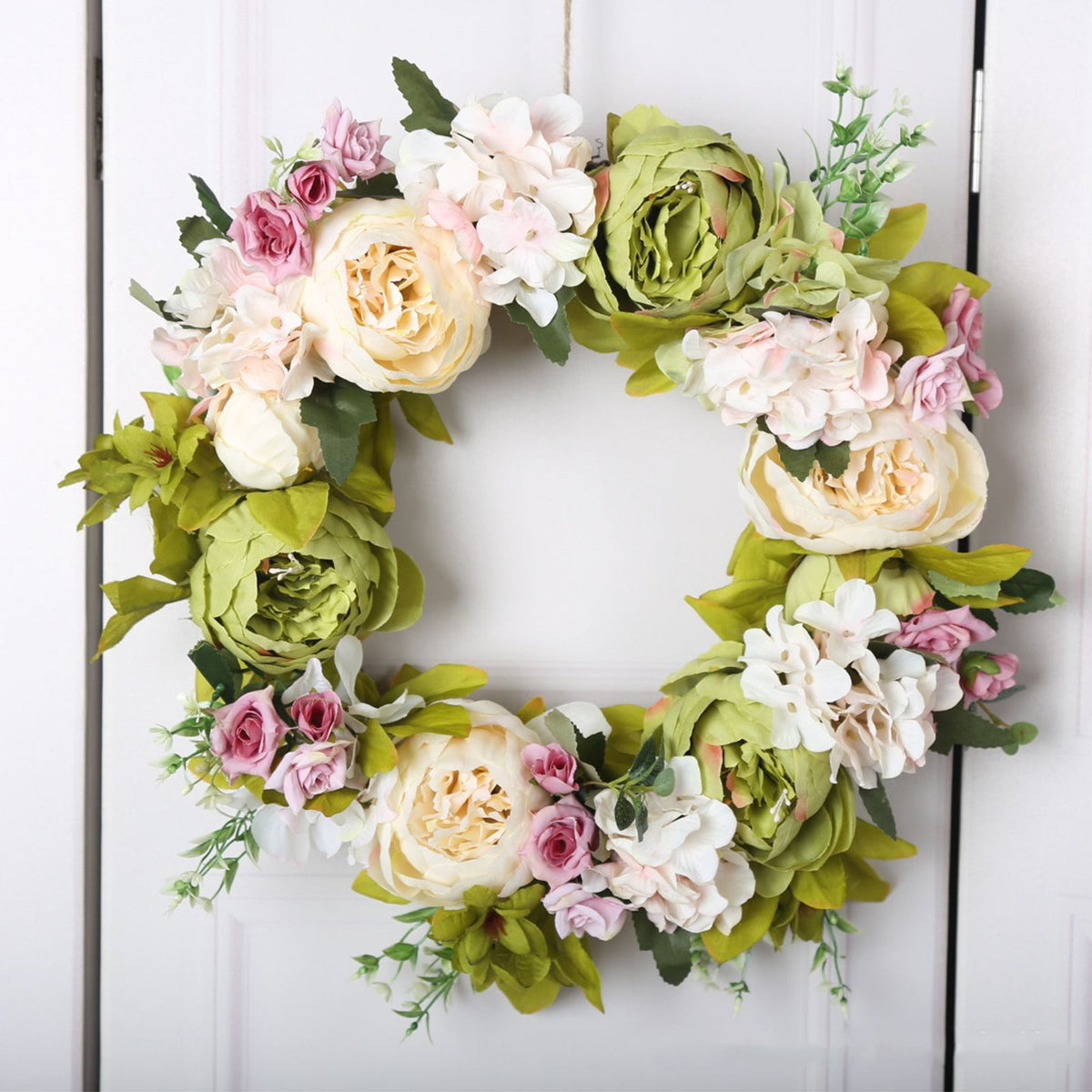Christmas Wreath Handcraft Peony Wreath Artificial Spring Garland Wreath for Door Wall Wedding Party Home Decor