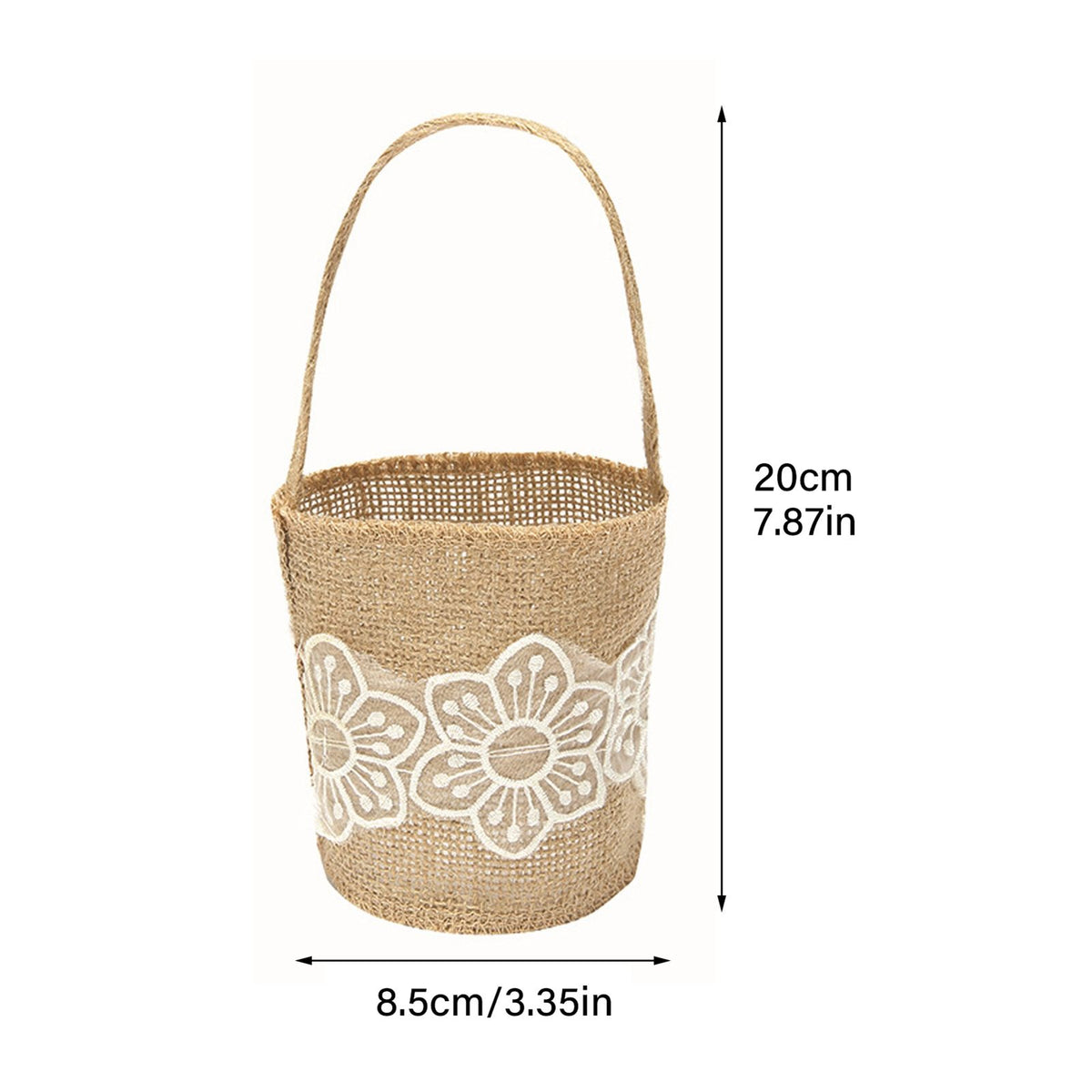 Burlap Flower Basket European Retro Flower Girl Basket Handmade Wedding Candy Basket