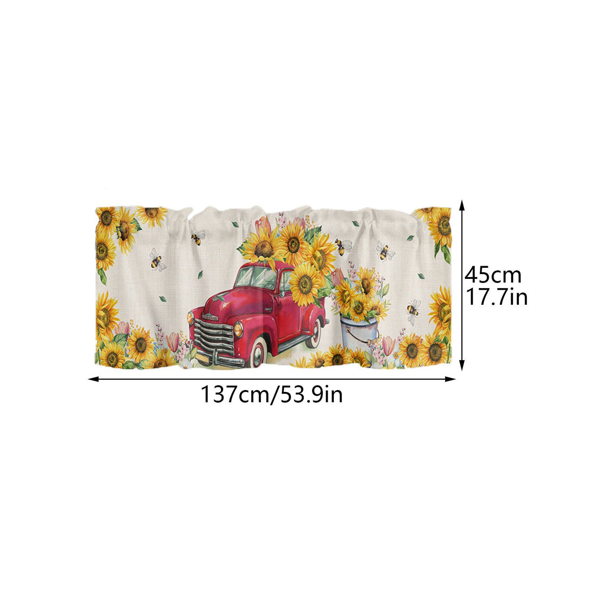 Sunflower Patterned Short Curtains Window Valance