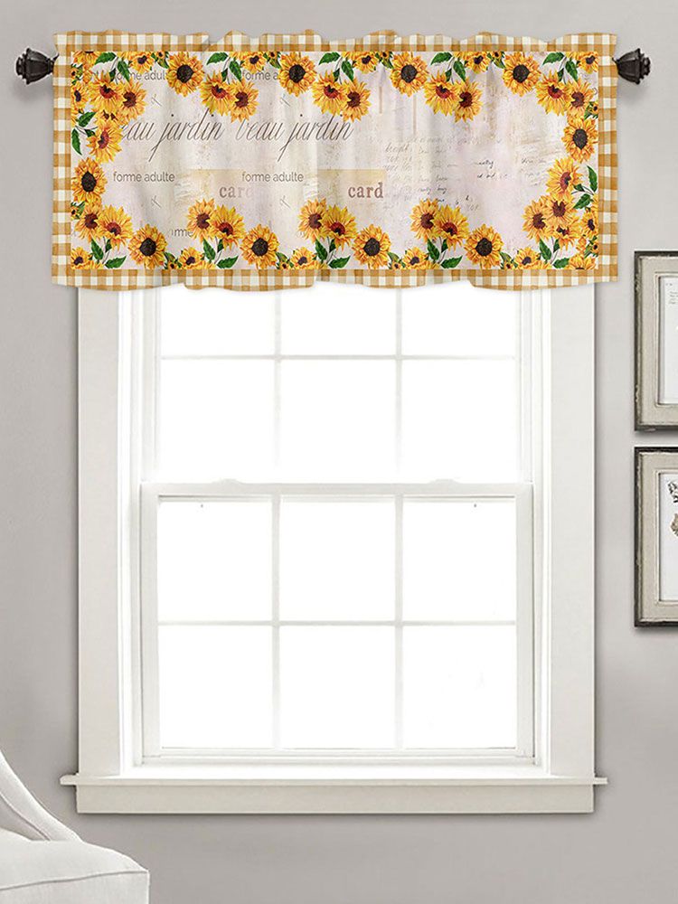 Sunflower Patterned Short Curtains Window Valance