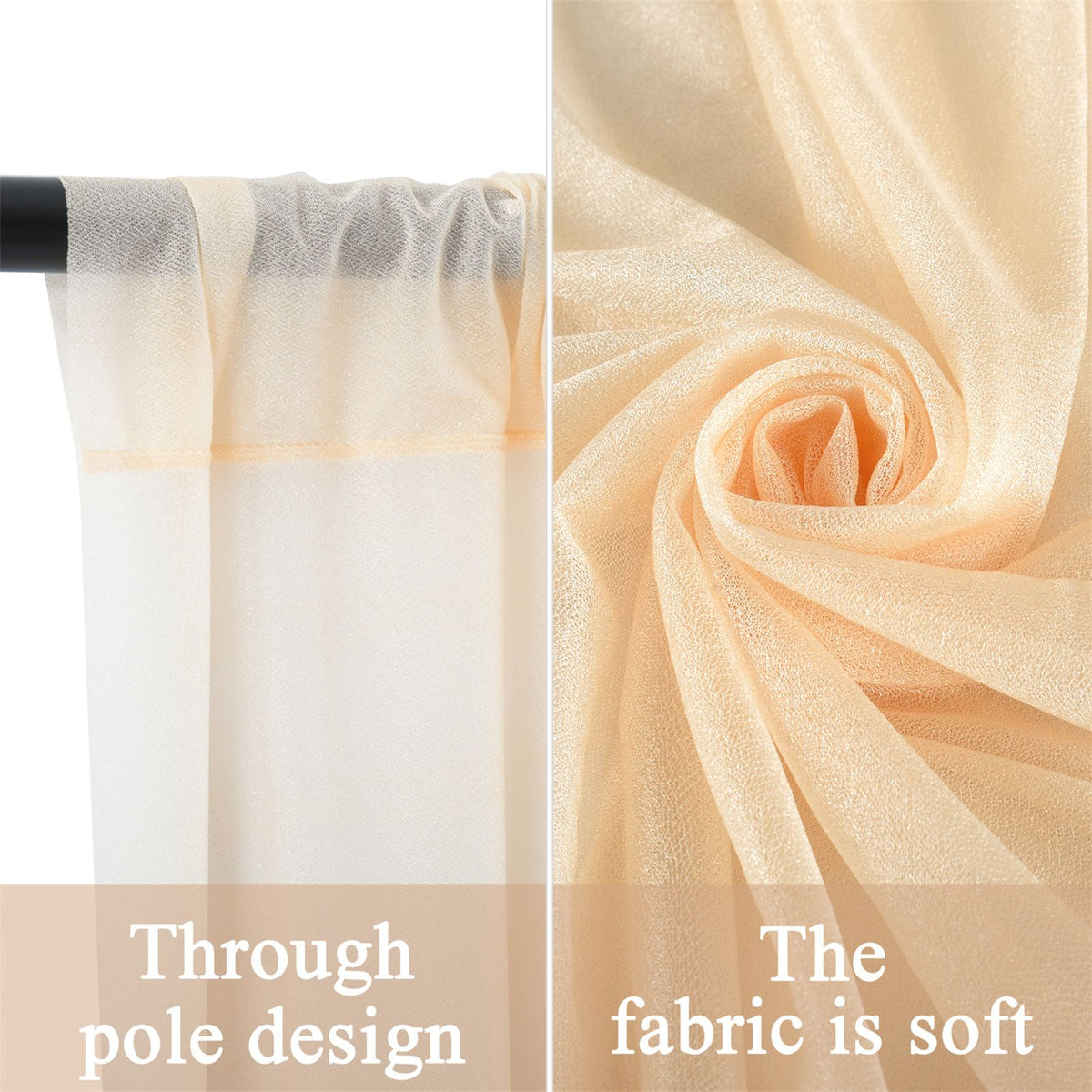 Backdrop Curtain Champagne 1.5x2.15m Yarn Durable Backdrop Drape for Wedding Party