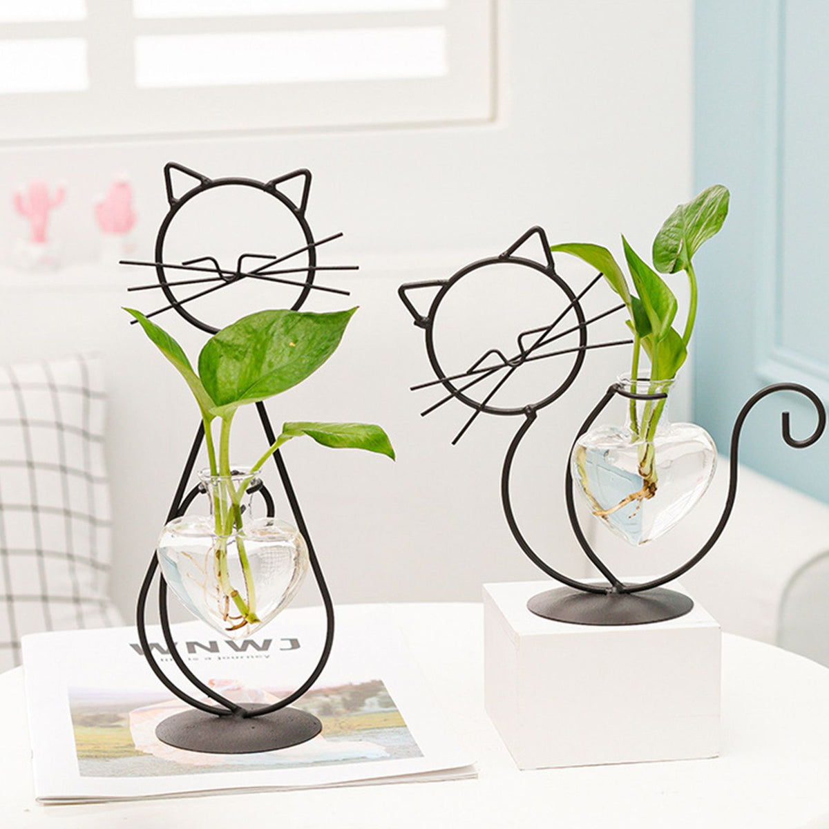 Simple Cat Iron Flower Ware Hydroponic Flower Arrangement Vase