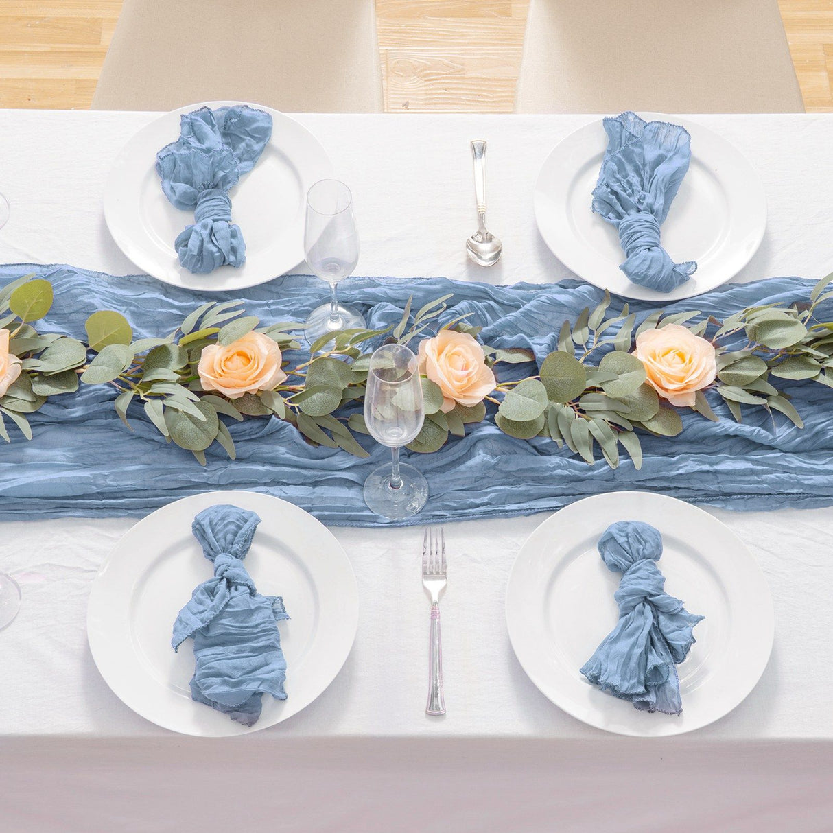 Pleated Cheese Cloth Table Flag Foldable Table Runner for Dining Table