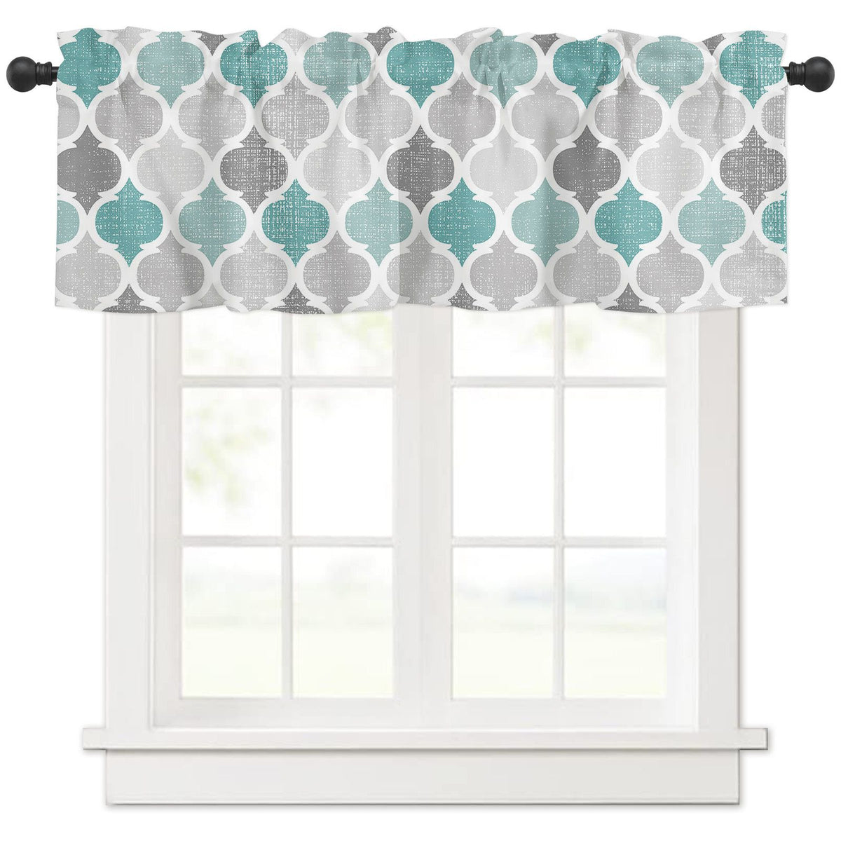 Window Top Curtain Fashion Printing Light Blocking Valance Short Curtain for Home Use 137x45cm