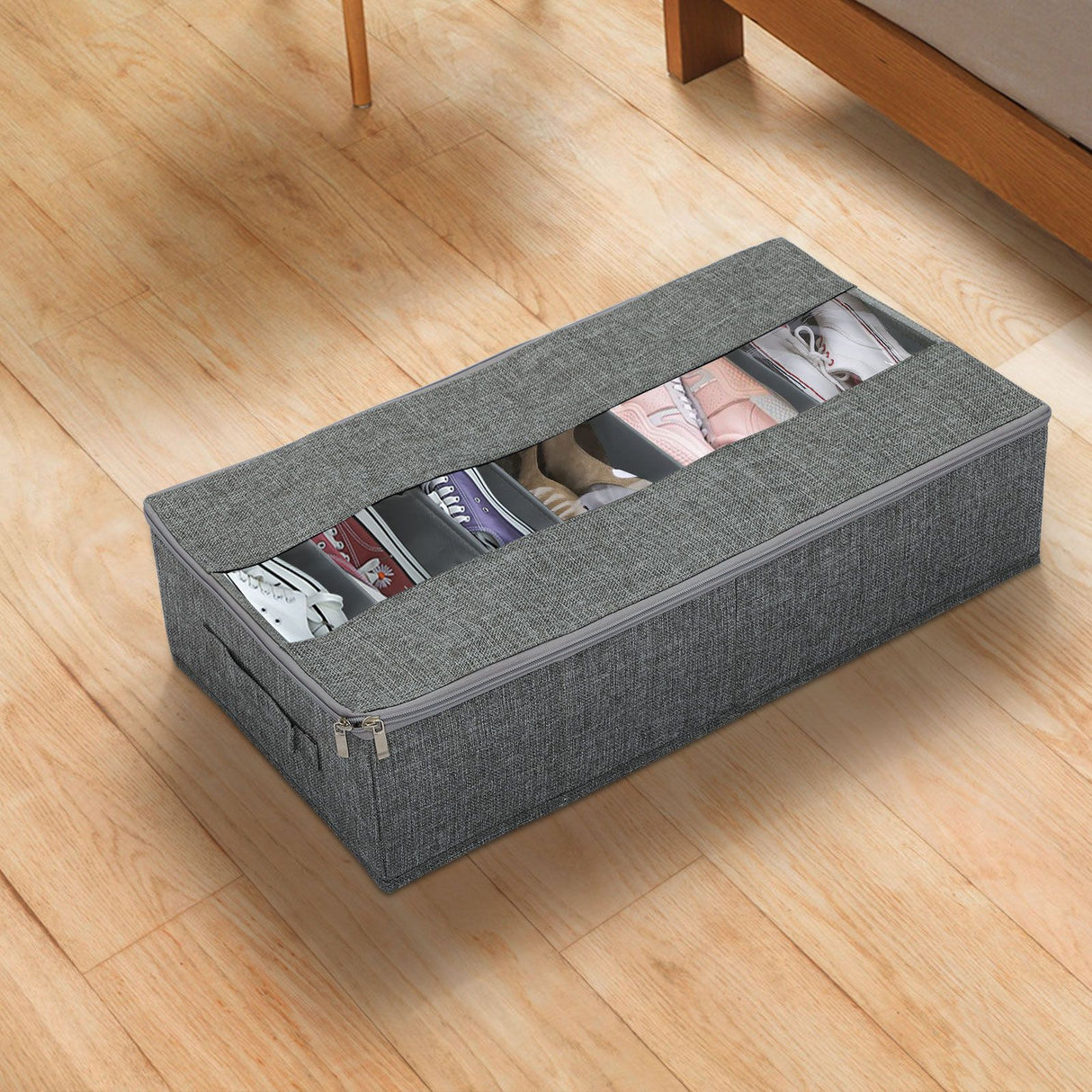 Washable Cotton Linen Six Grid Shoe Box