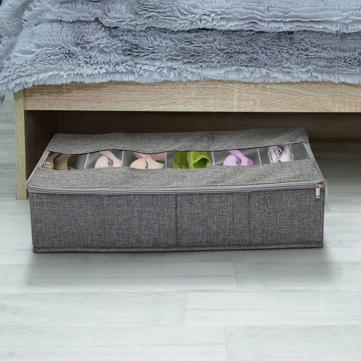 Washable Cotton Linen Six Grid Shoe Box