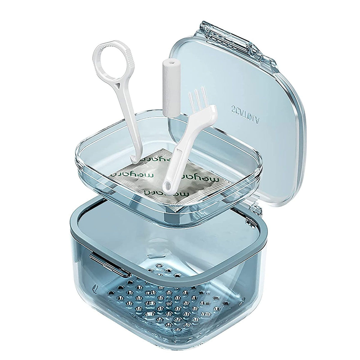 Three Layer Braces Case Denture Retainer Orthodontic Organizer Drainage Layered Portable Denture Bath Cup