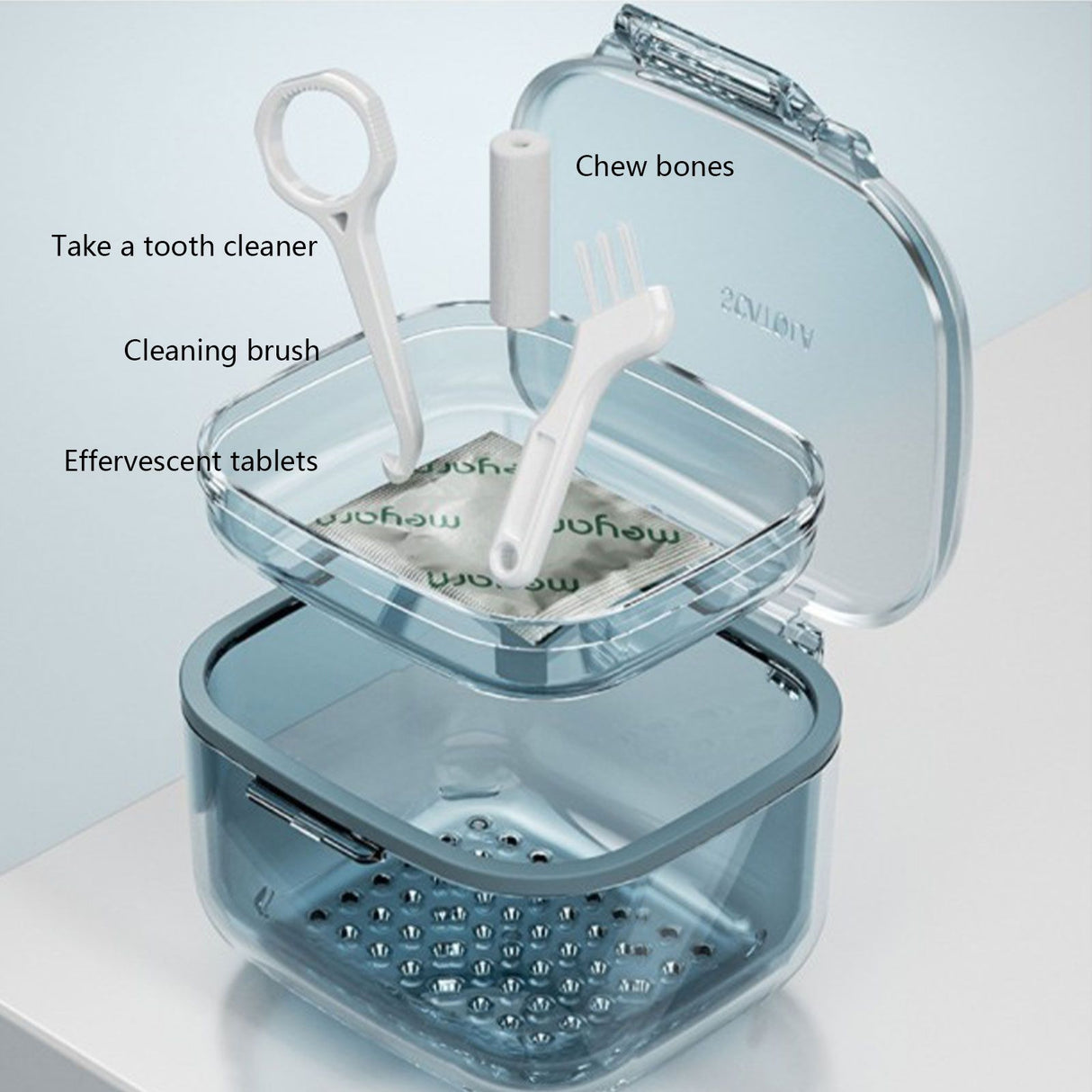 Three Layer Braces Case Denture Retainer Orthodontic Organizer Drainage Layered Portable Denture Bath Cup