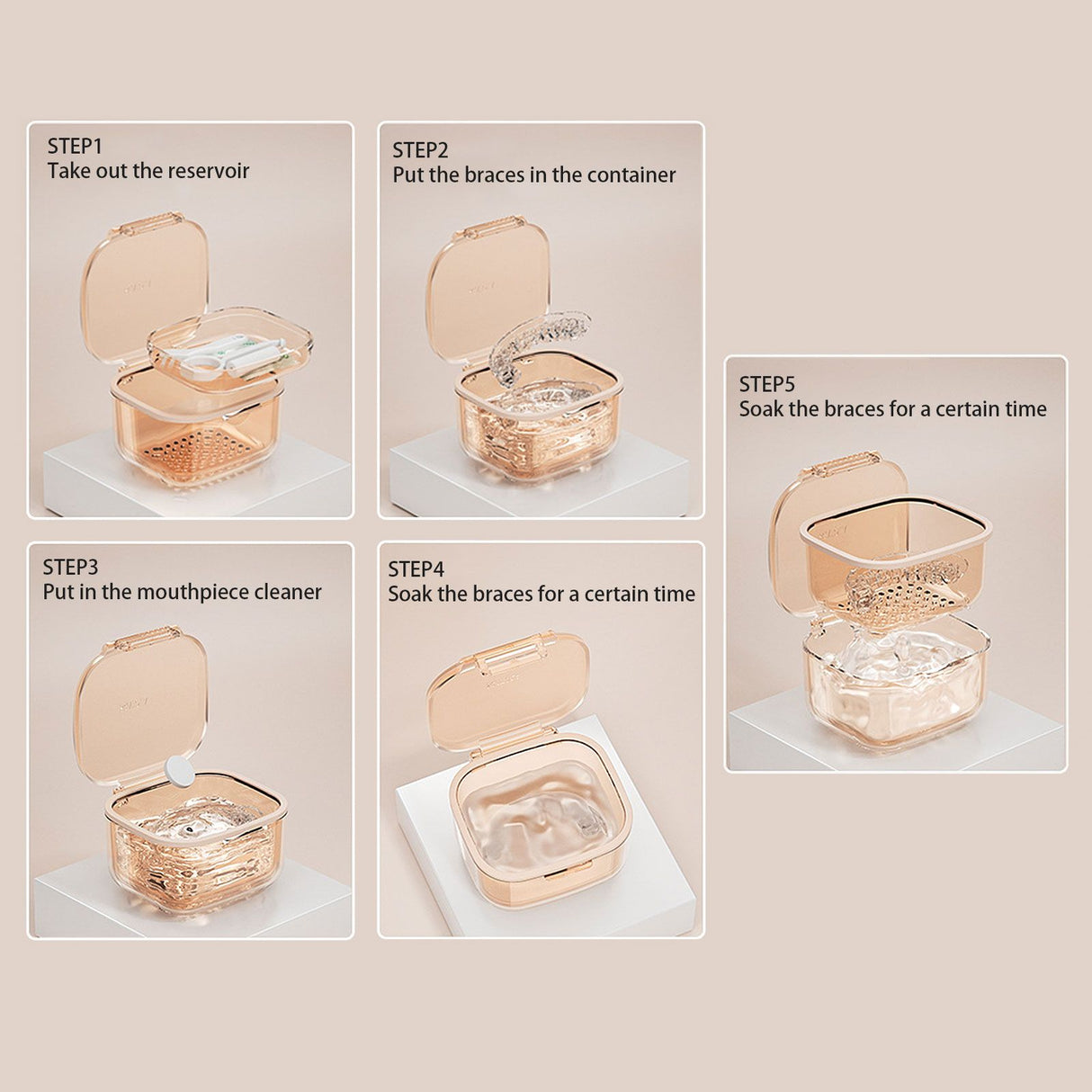Three Layer Braces Case Denture Retainer Orthodontic Organizer Drainage Layered Portable Denture Bath Cup