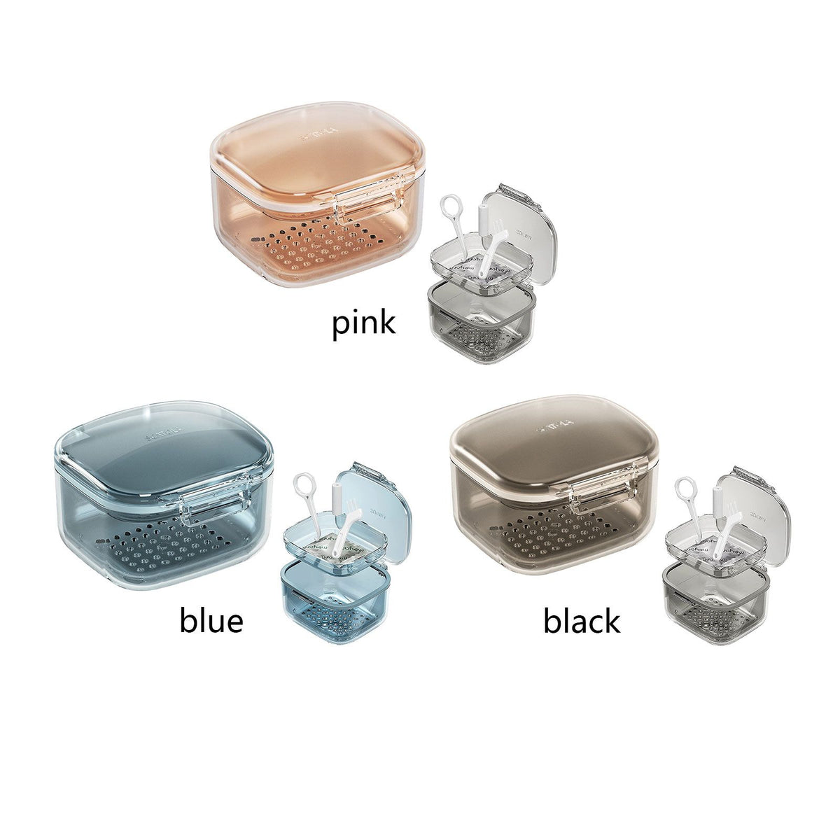 Three Layer Braces Case Denture Retainer Orthodontic Organizer Drainage Layered Portable Denture Bath Cup