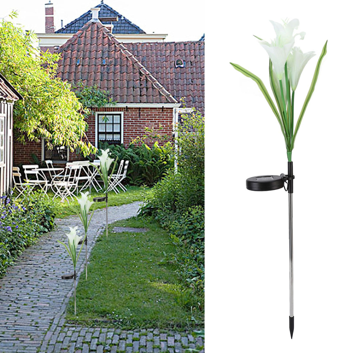 Solar Powered Flower Lights Waterproof Outdoor Solar Garden Stake Lights for Garden Patio BackyardWhite Color