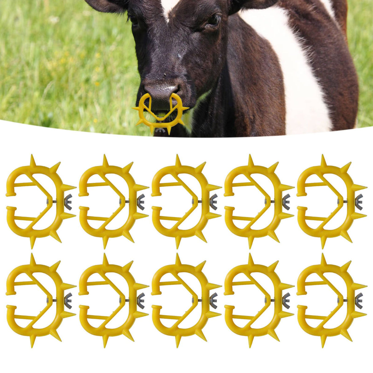 10pcs Cow Nose Thorn Thick Plastic Prevent Milk Sucking Calf Weaner for Farm LivestockYellow