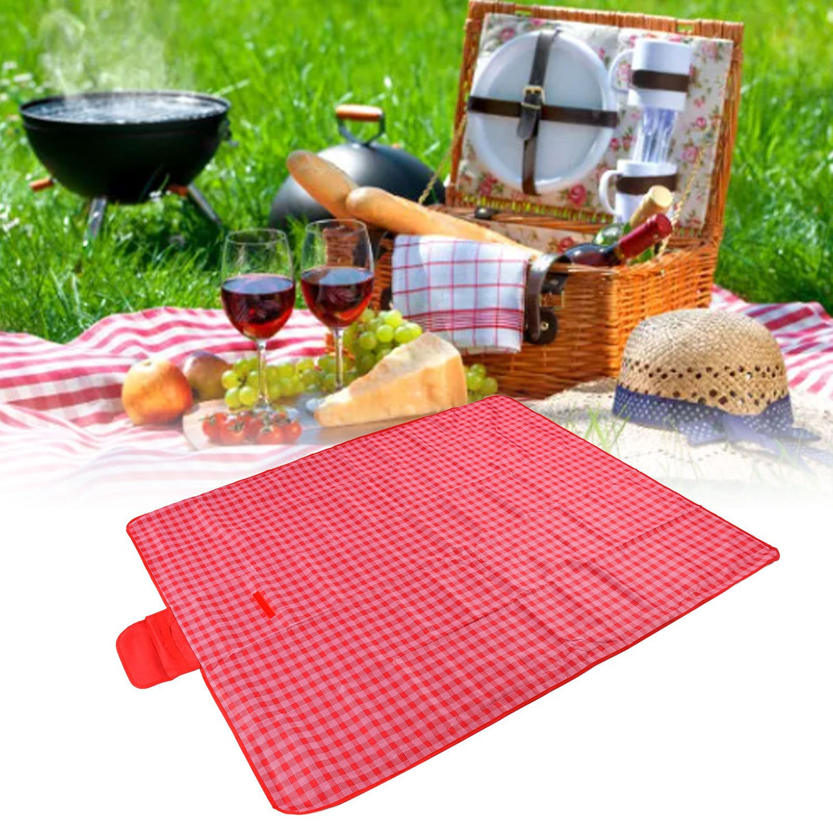 Picnic Mat Outdoor Waterproof Sandproof Foldable Blanket for 6‑8 People for Camping Hiking Travel145x180x0.5cm / 57x70.8x0.2in