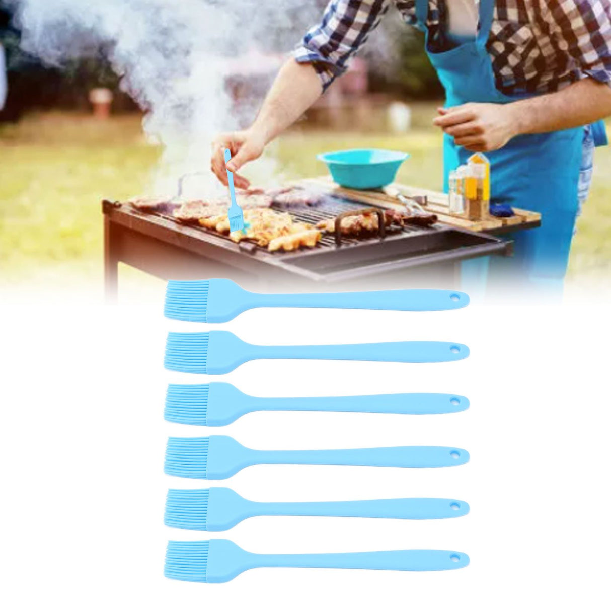 6 Pcs Cooking Brush Silicone Basting Pastry Brushes for BBQ Grill Baking Kitchen Cooking