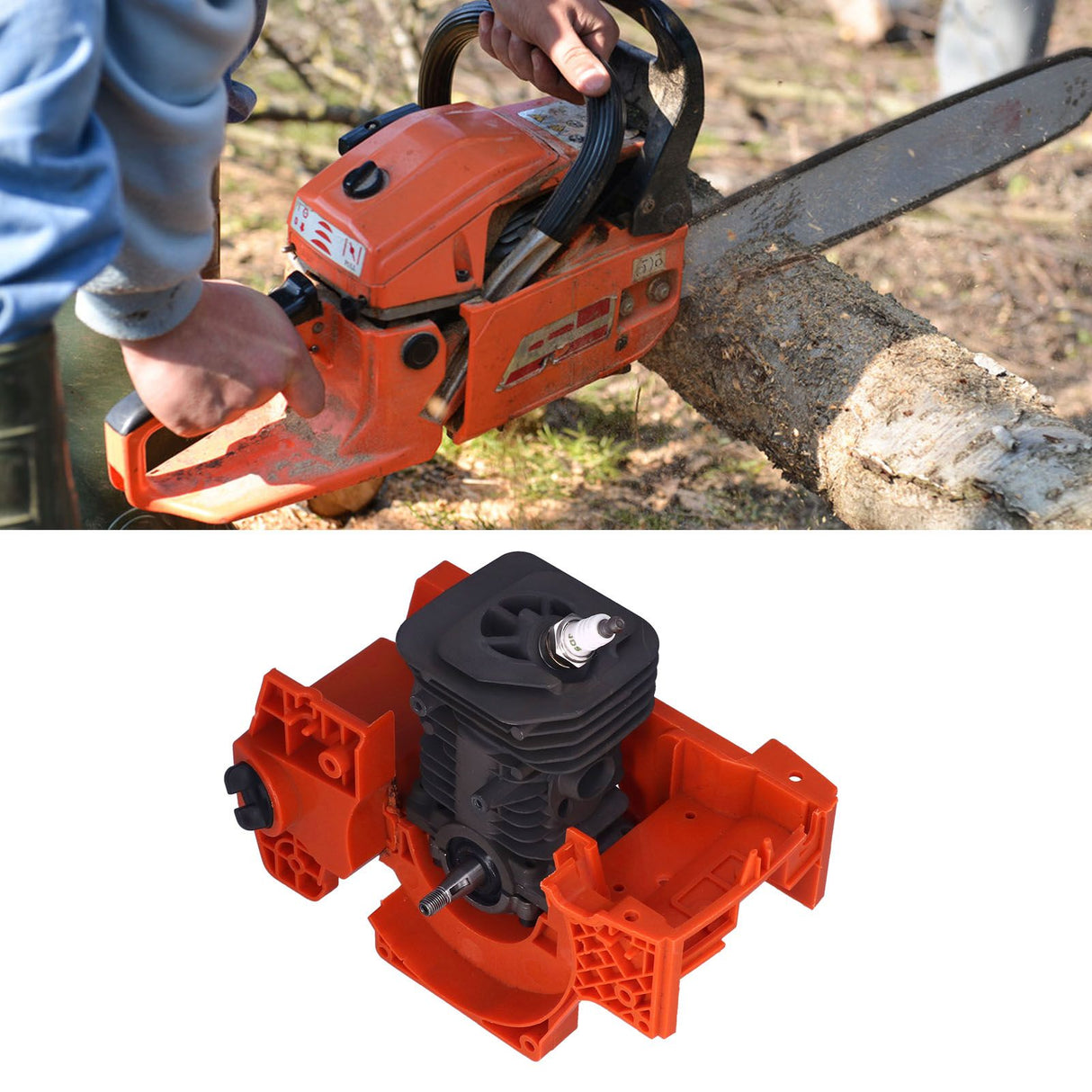 Crankcase Cylinder 40mm Crankcase Cylinder with Spark Plug for Husqvarna 136 137 141 142 Chainsaw 530071991