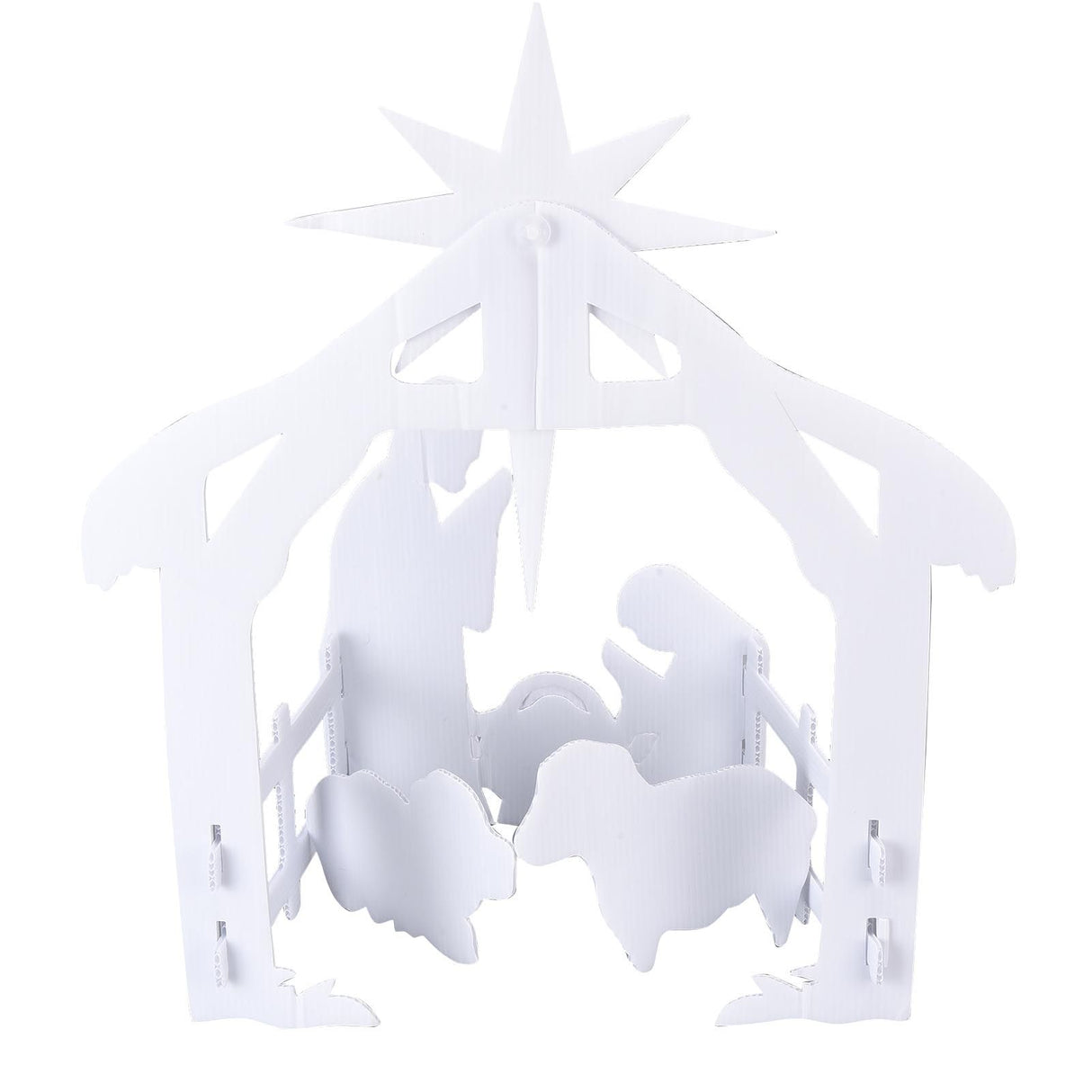44x27x5cm Christmas Jesus Scene White PP Hollow Board Outdoor Nativity Scene for Lawn Garden Courtyard