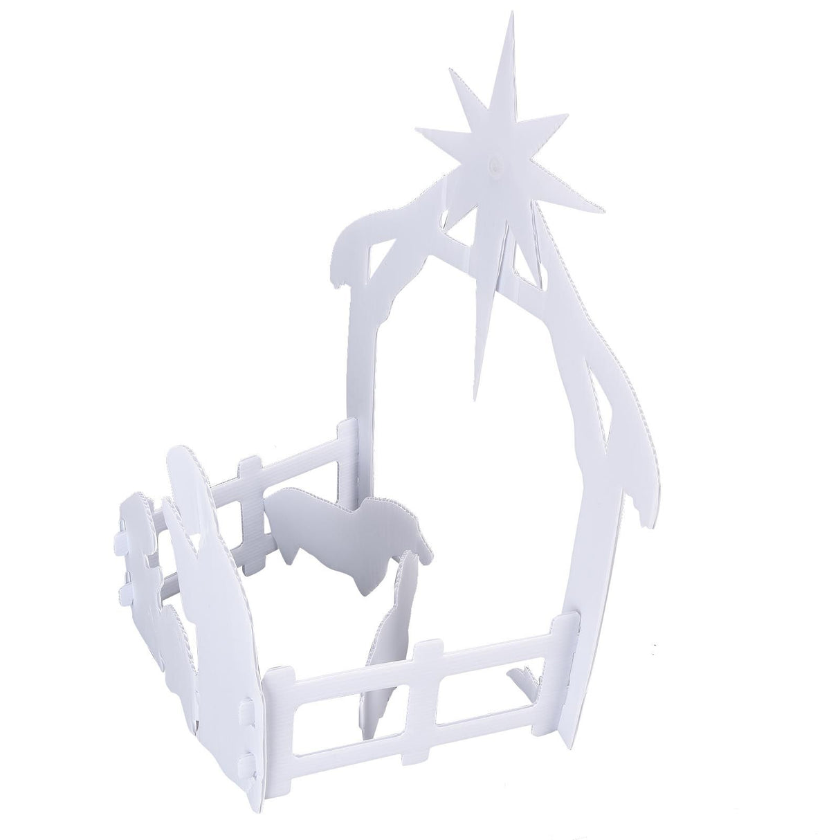 44x27x5cm Christmas Jesus Scene White PP Hollow Board Outdoor Nativity Scene for Lawn Garden Courtyard