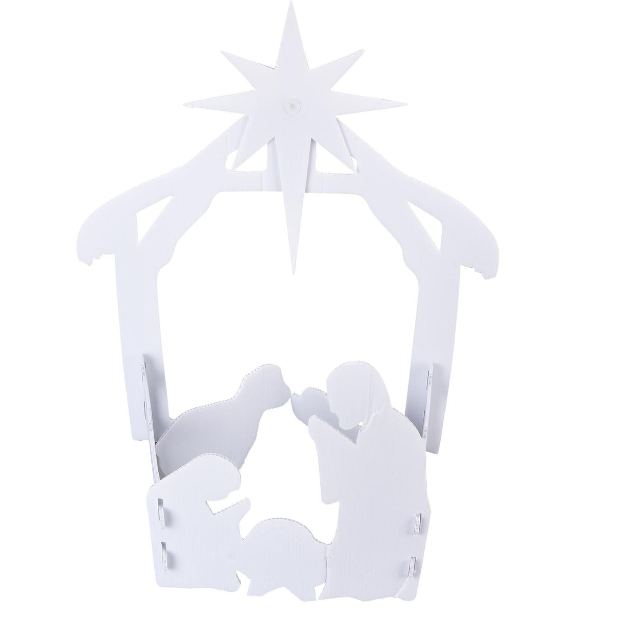 44x27x5cm Christmas Jesus Scene White PP Hollow Board Outdoor Nativity Scene for Lawn Garden Courtyard
