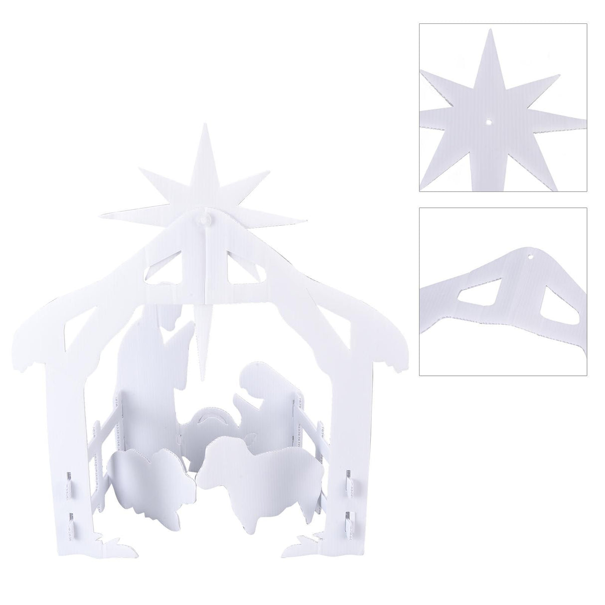 44x27x5cm Christmas Jesus Scene White PP Hollow Board Outdoor Nativity Scene for Lawn Garden Courtyard