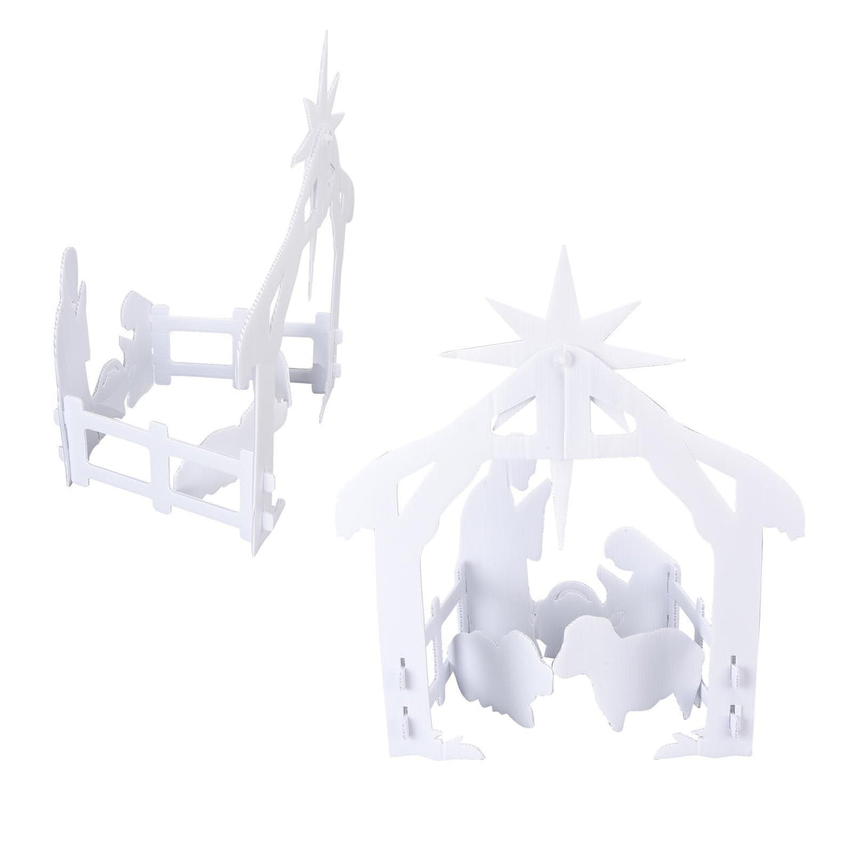 44x27x5cm Christmas Jesus Scene White PP Hollow Board Outdoor Nativity Scene for Lawn Garden Courtyard