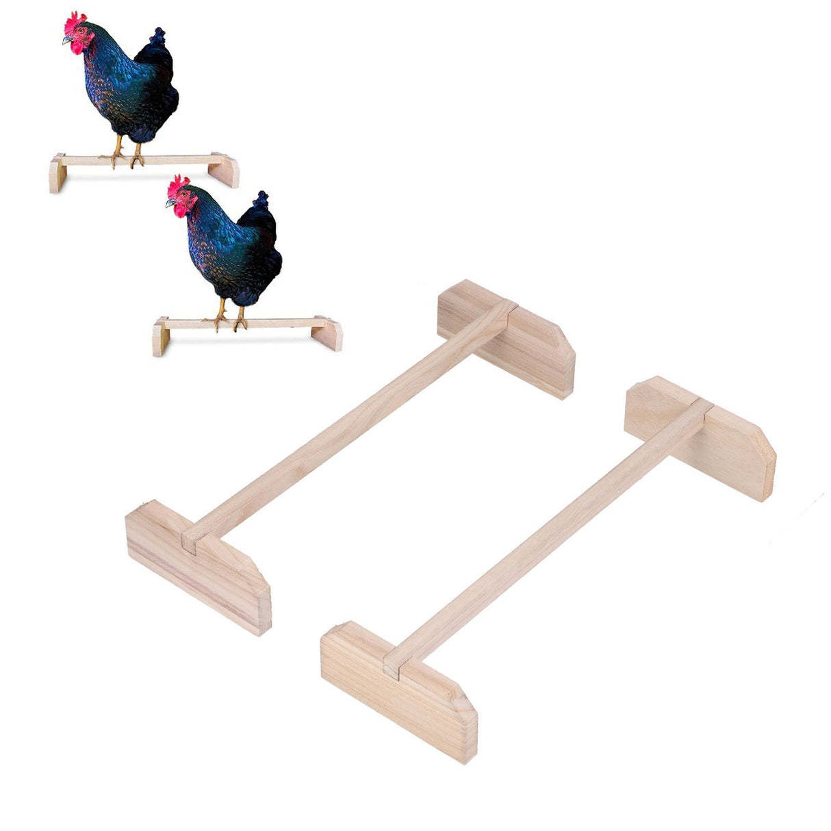 2 Set Chicken Wooden Perches Large Wooden Bird Stand Training Hens Roosting Bar for Rooster Parrots Pet Supplies