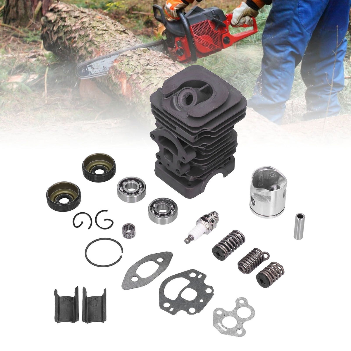 39mm Cylinder Piston Kit Chainsaw Cylinder Needle Bearing Spring Set for Husqvarna 235 236 236E 240 240E