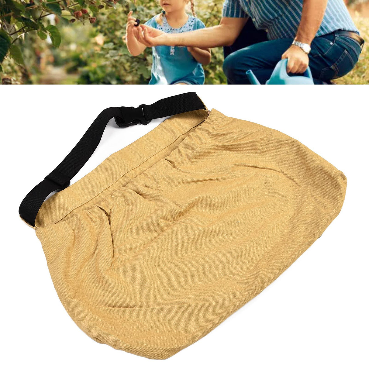 Orchard Picking Bag Waist Hanging Adjustable Oxford Cloth Harvesting Apron for Outdoor GardenKhaki