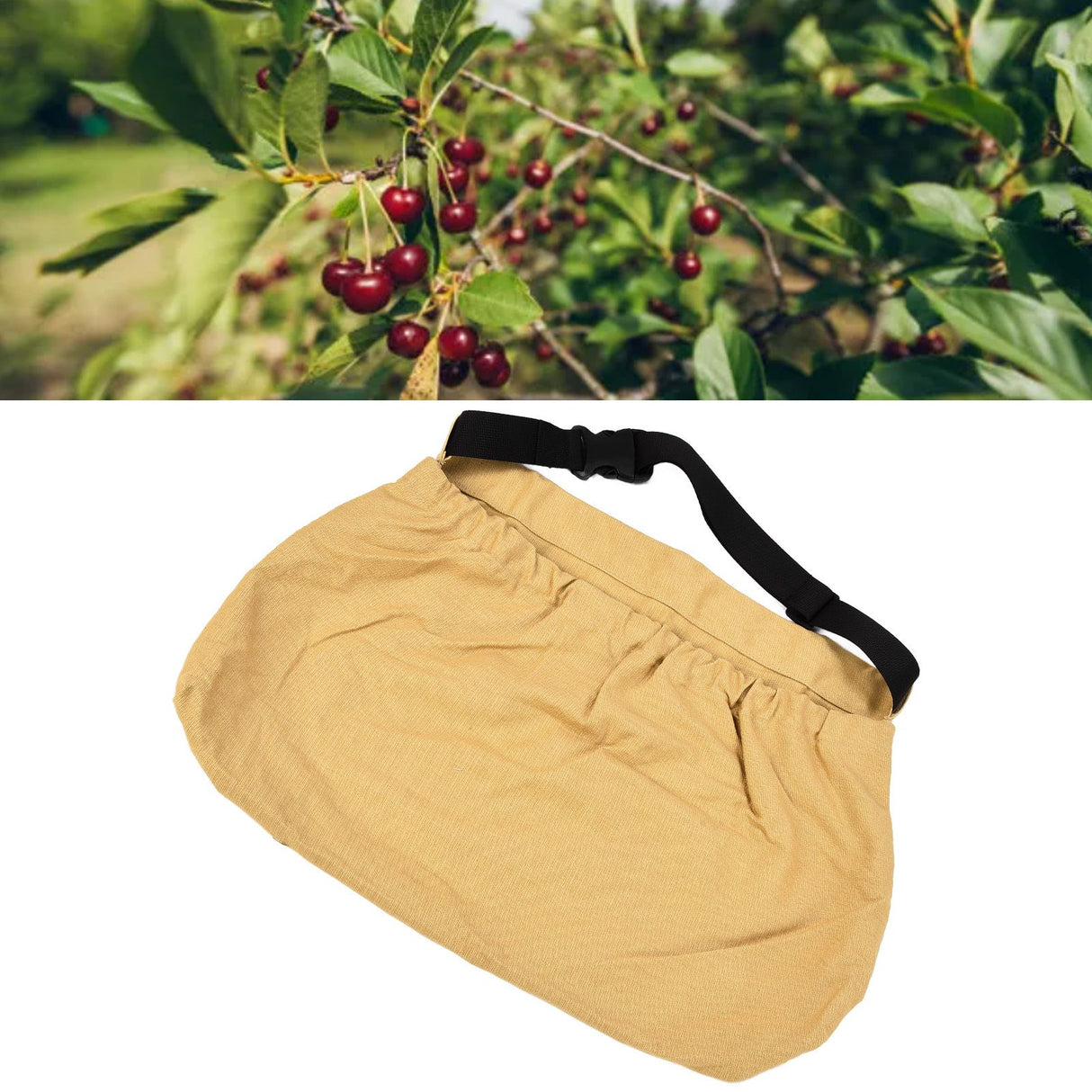 Orchard Picking Bag Waist Hanging Adjustable Oxford Cloth Harvesting Apron for Outdoor GardenKhaki