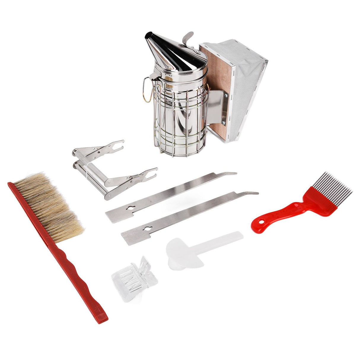 Beekeeping Tool Kit Comb Frame Clip Red Needle Knife Water Feeder Bee Brush Scraper Bee Smoker Queen Bee Catcher