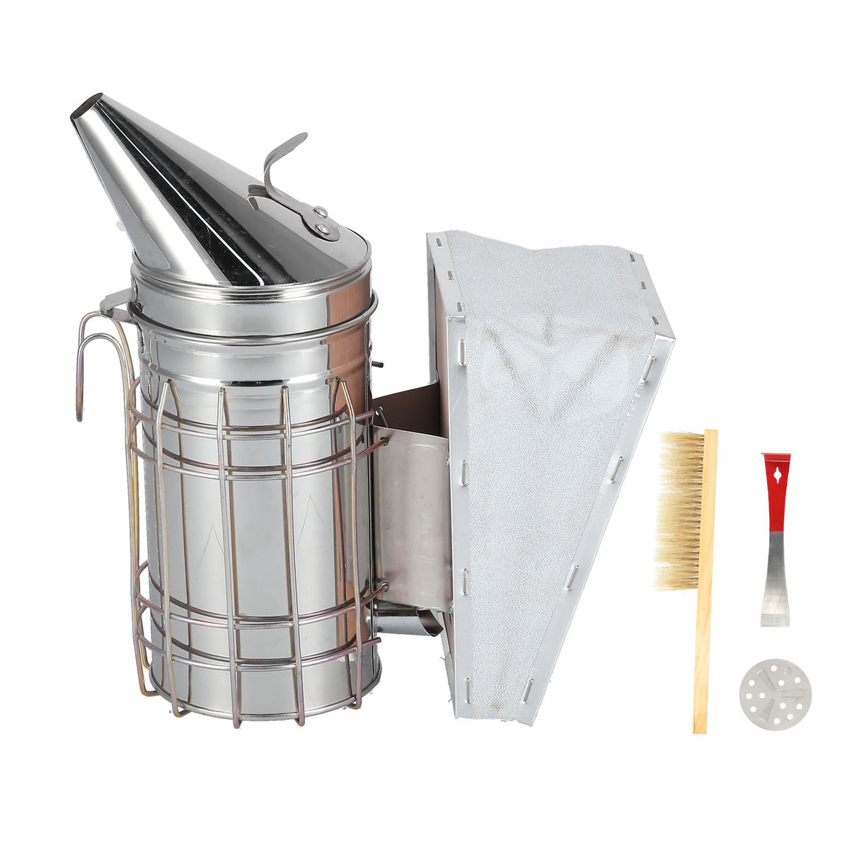 3PCS/Set Beehive Smoker Set Bee Brush Scraper Stainless Steel Smoker Beekeeper Starter Kit for Beekeeping
