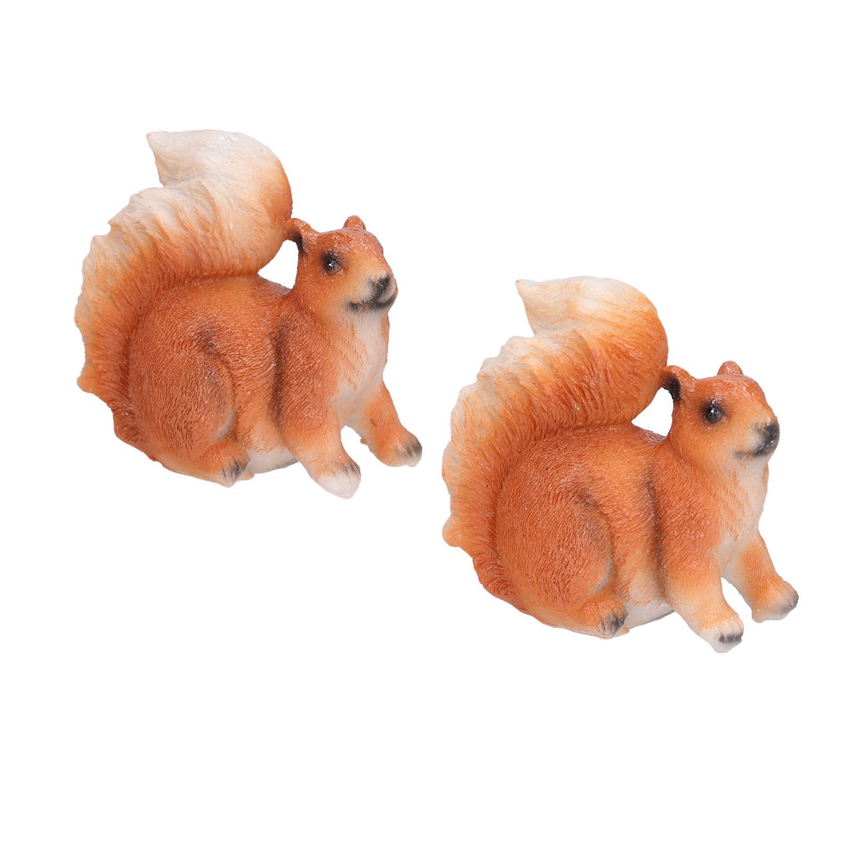 1 Pair Squirrel Resin Figurines Miniature Squirrel Animals Statue Sculpture Ornament for Garden Lawn Decoration