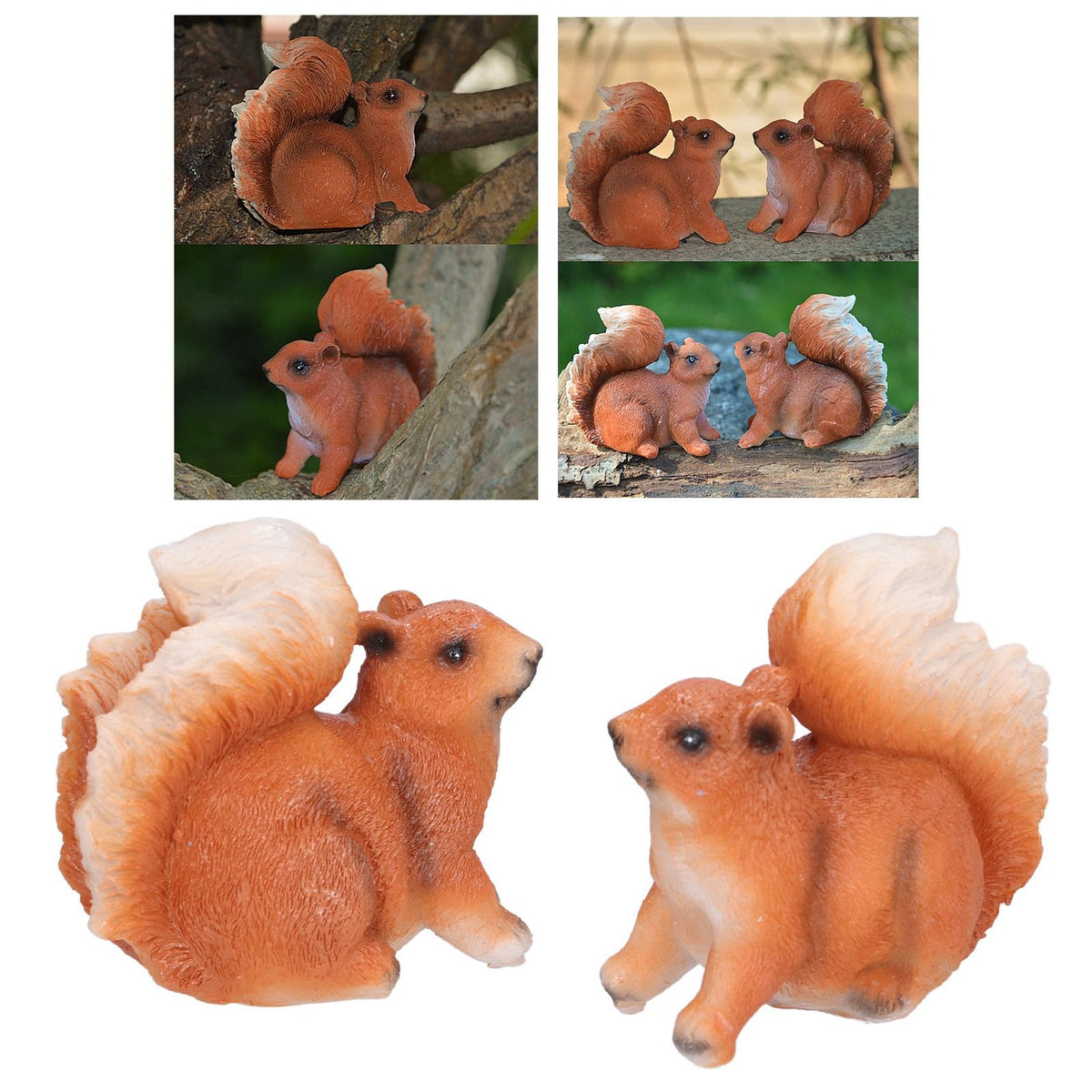 1 Pair Squirrel Resin Figurines Miniature Squirrel Animals Statue Sculpture Ornament for Garden Lawn Decoration