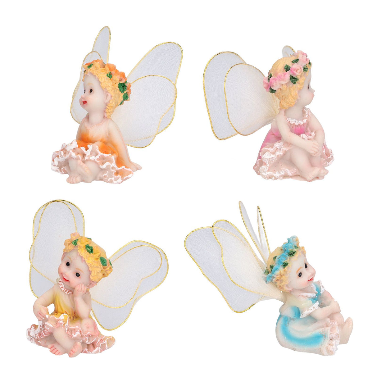 4Pcs Flower Fairies Figurines Garden Home Ornament Fairy Figures Resin Craft Bonsai Decoration