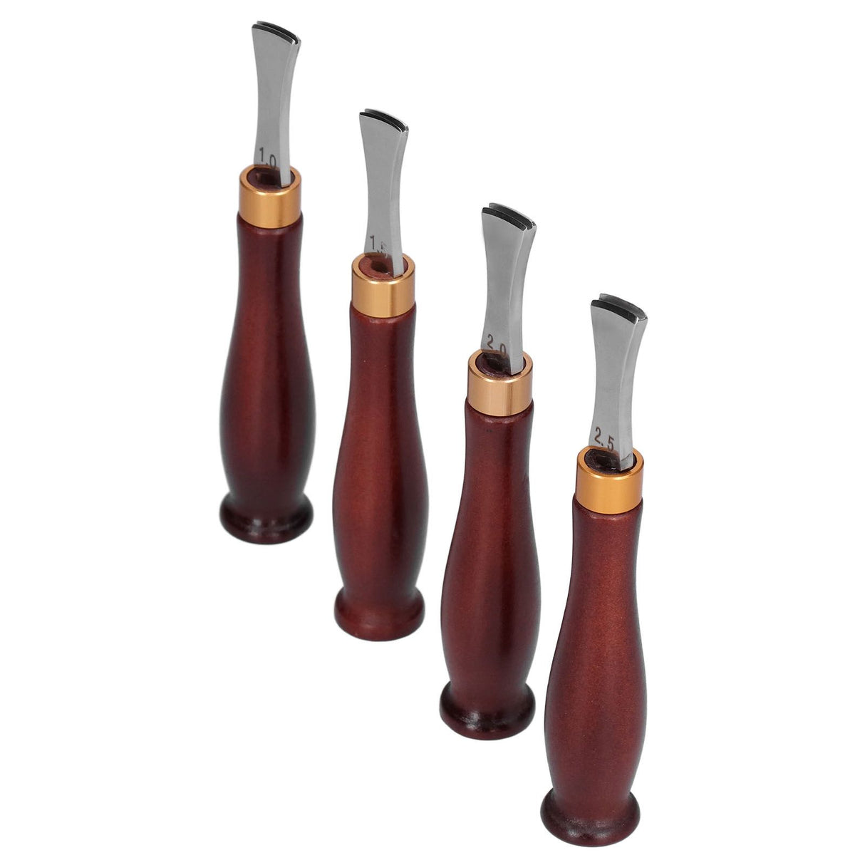 4pcs Leather Edgers Sharp Professional Trimming Working Kit with Wooden Handle for DIY Craft Leather Cutting