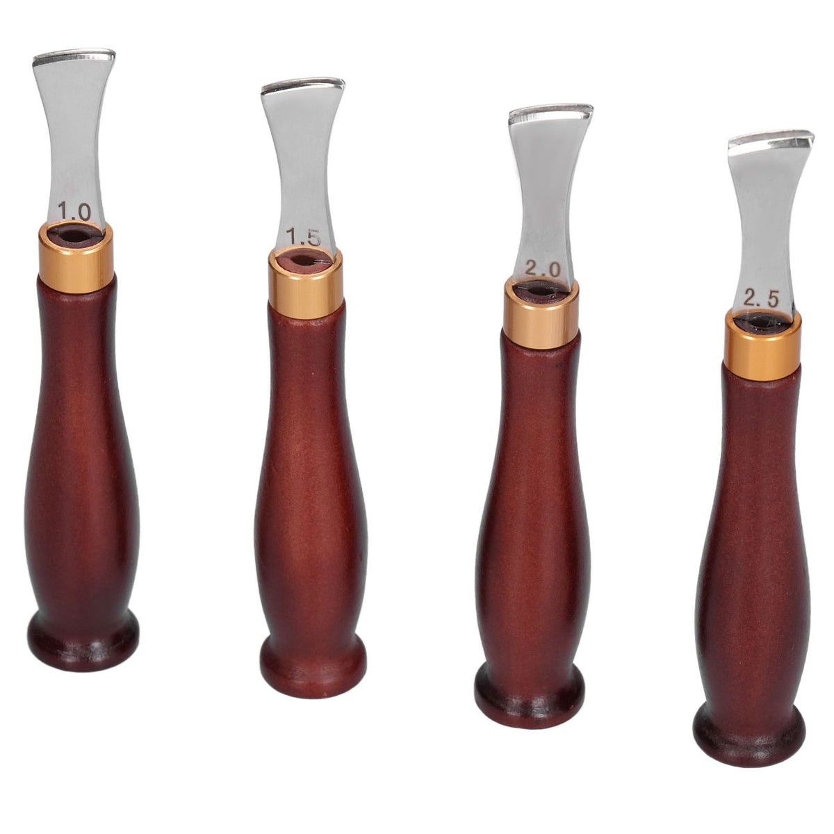 4pcs Leather Edgers Sharp Professional Trimming Working Kit with Wooden Handle for DIY Craft Leather Cutting