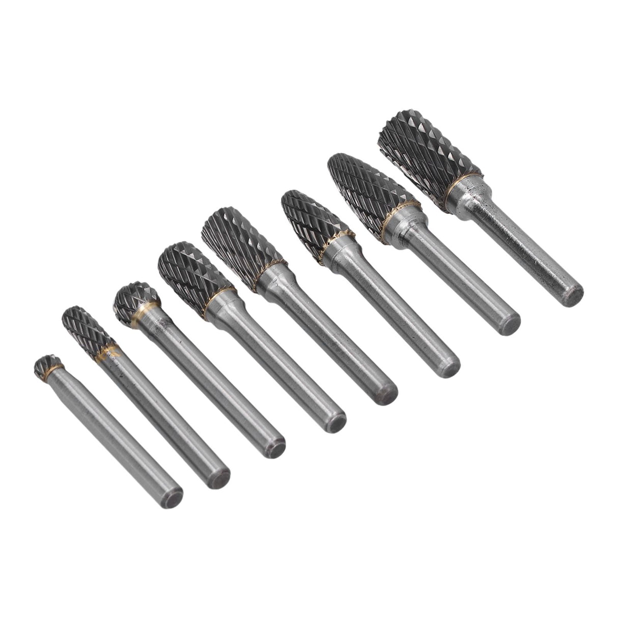 8pcs Tungsten Carbide Burr Bits Dia 6mm Rotary File Set for Wood Carving Metal Working