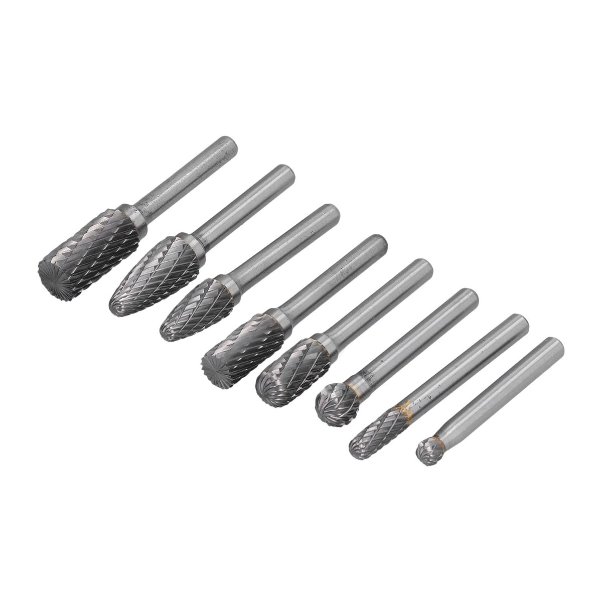 8pcs Tungsten Carbide Burr Bits Dia 6mm Rotary File Set for Wood Carving Metal Working