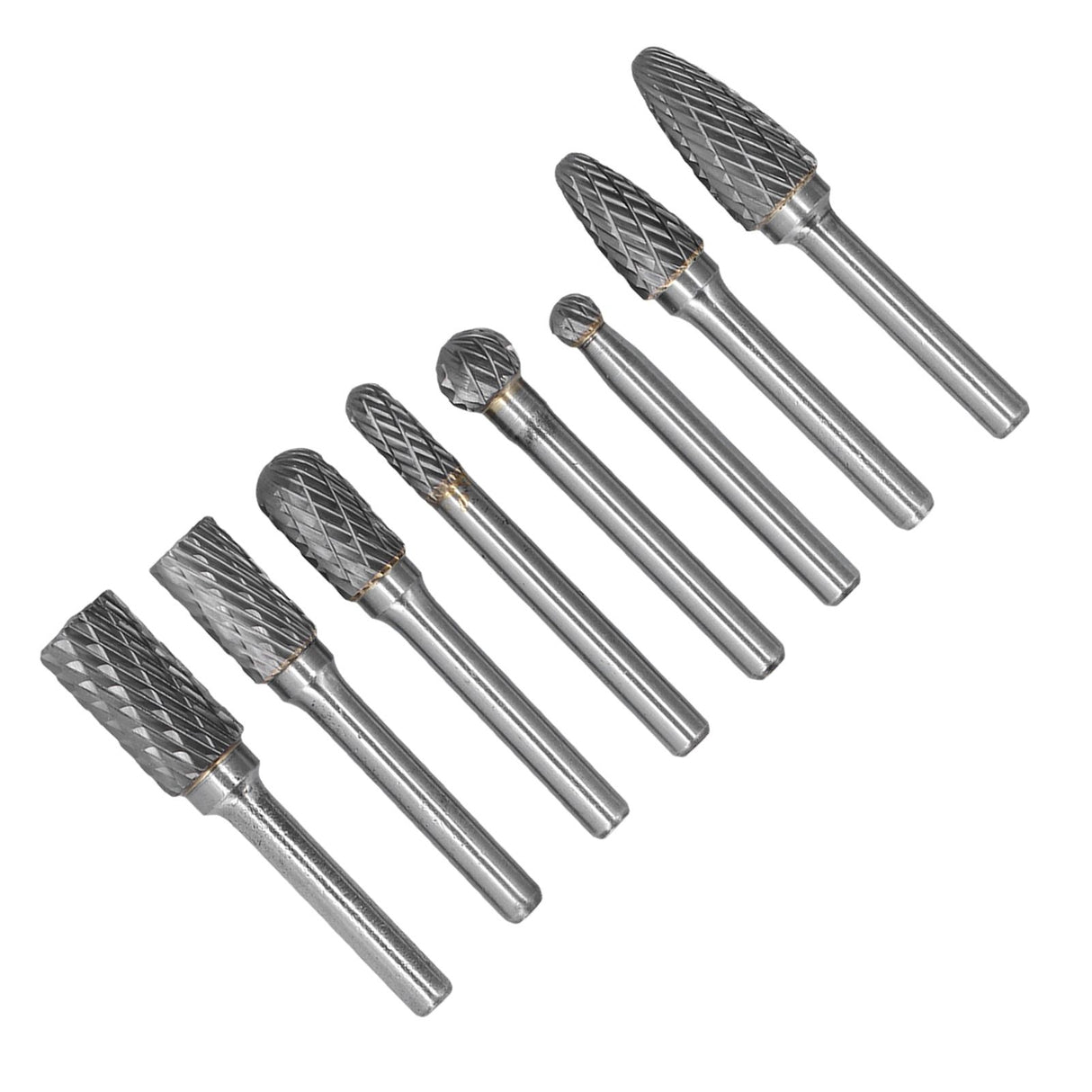 8pcs Tungsten Carbide Burr Bits Dia 6mm Rotary File Set for Wood Carving Metal Working