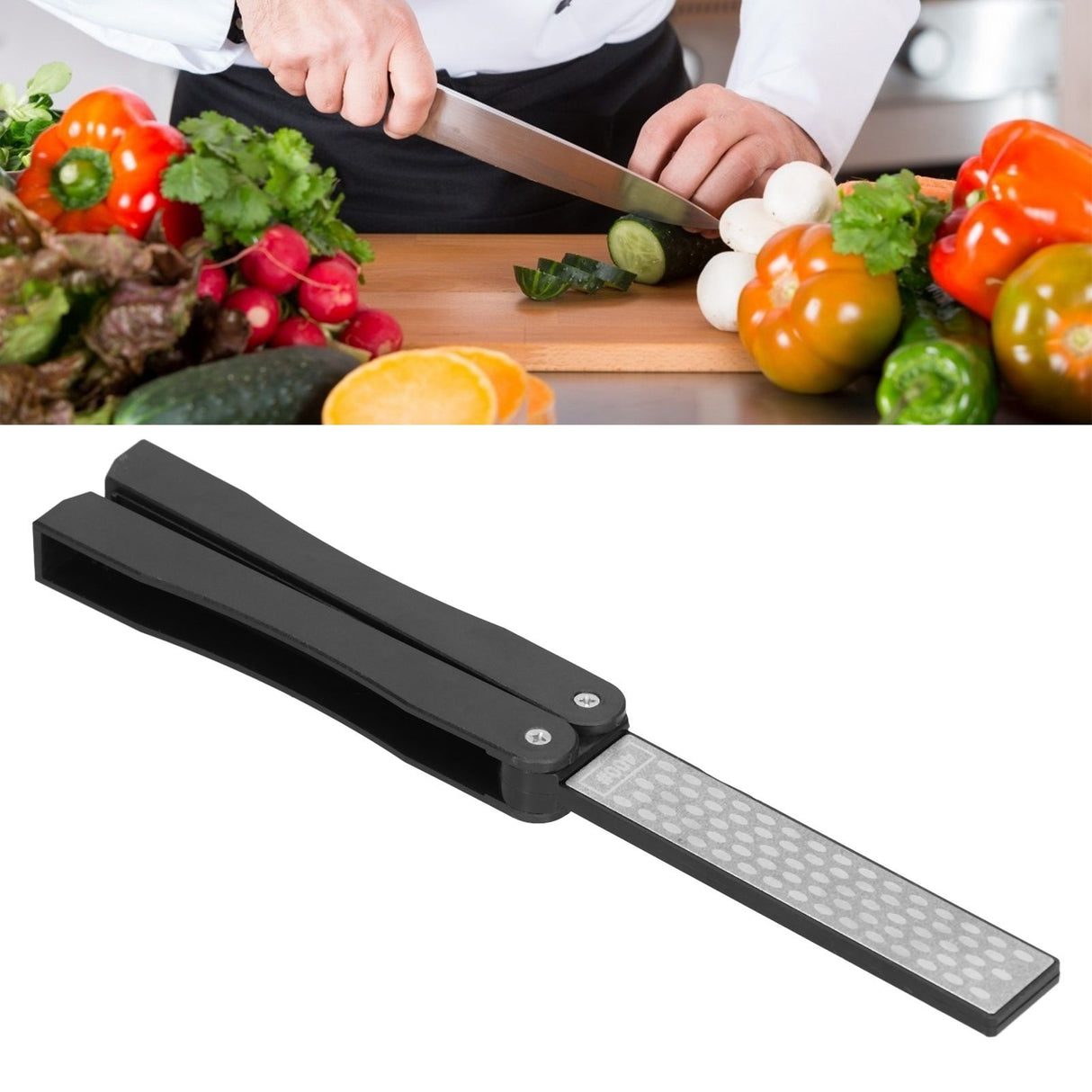 Knife Sharpener Double Sides Fan Shape Folding Mini Portable Whetstone for Outdoor Garden Farm Tools Sharpening