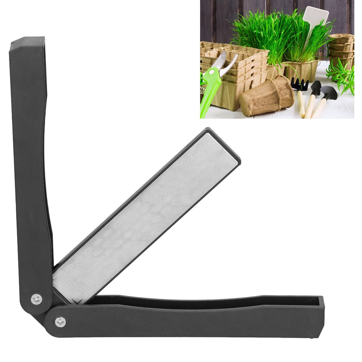 Knife Sharpener Double Sides Fan Shape Folding Mini Portable Whetstone for Outdoor Garden Farm Tools Sharpening