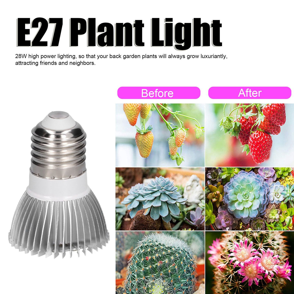 LED Grow Light Bulb Full Spectrum 28 LED E27 Socket Plant Light Bulb for Indoor Plants
