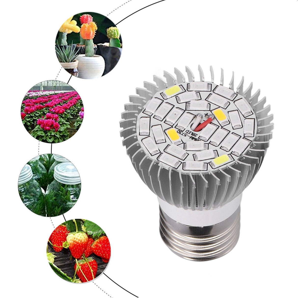 LED Grow Light Bulb Full Spectrum 28 LED E27 Socket Plant Light Bulb for Indoor Plants