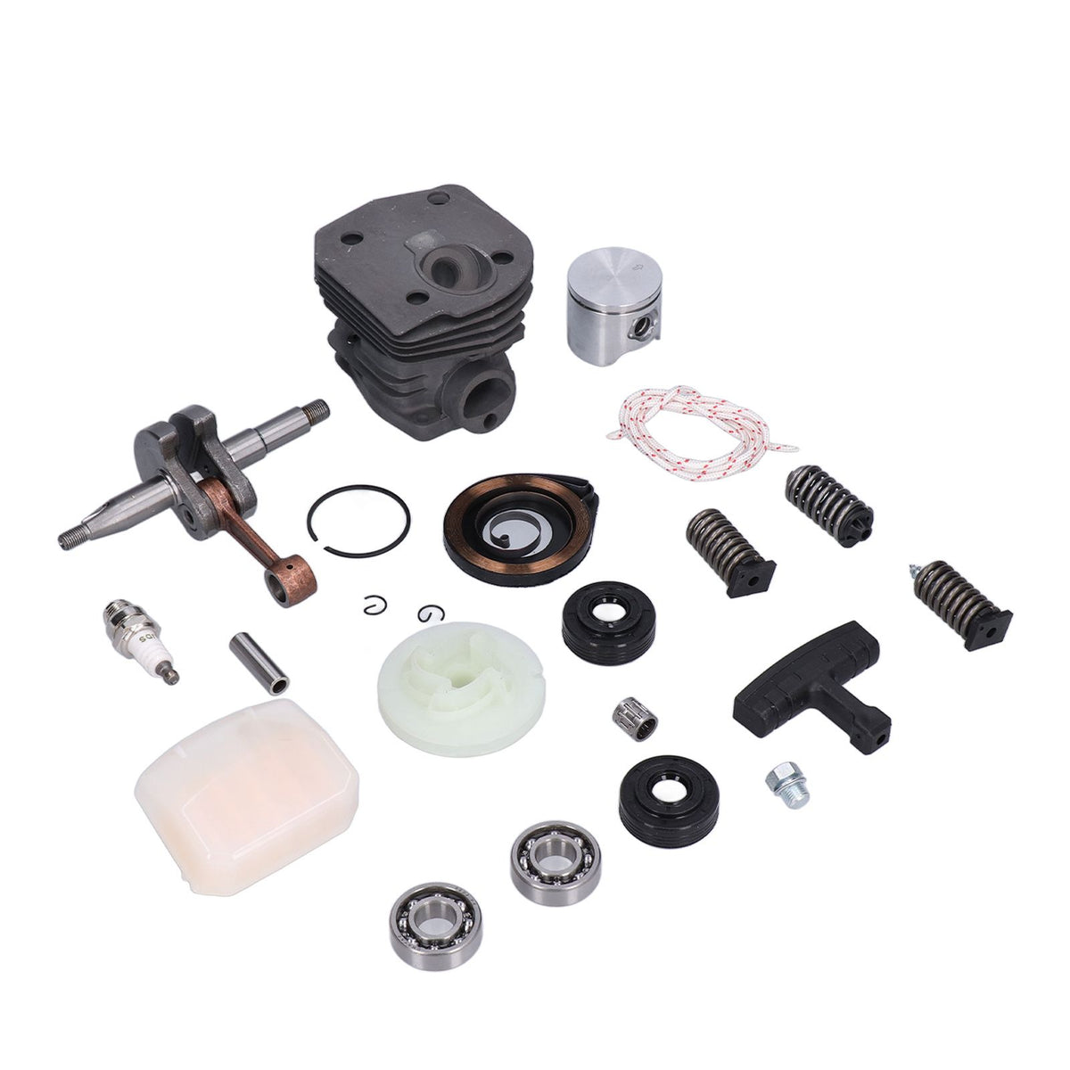 Cylinder Piston Assembly Oil Seal Crankshaft Spark Plug Kit 537253002 Replacement for Husqvarna 340 345 350 Chain Saw