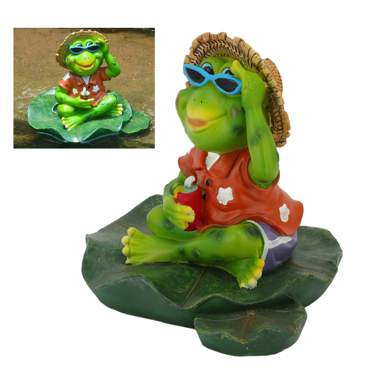 Floating Frog Statue Cute Resin Frog Sculpture Garden Ornament for Outdoor Pond Decoration
