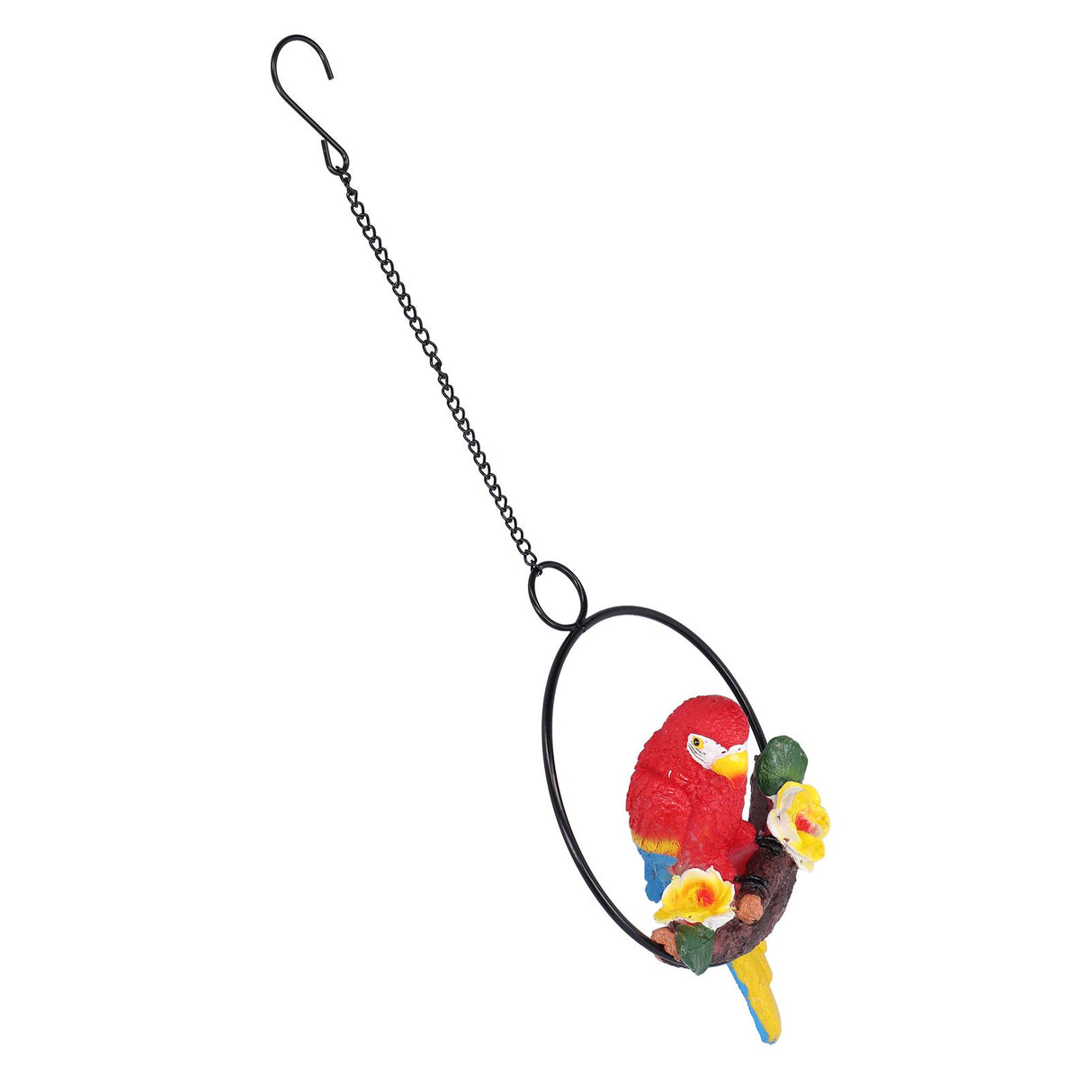 Macaw Garden Pendant Synthetic Resin Hanging Ring Parrots Sculpture for Pathway Yard Patio Lawn