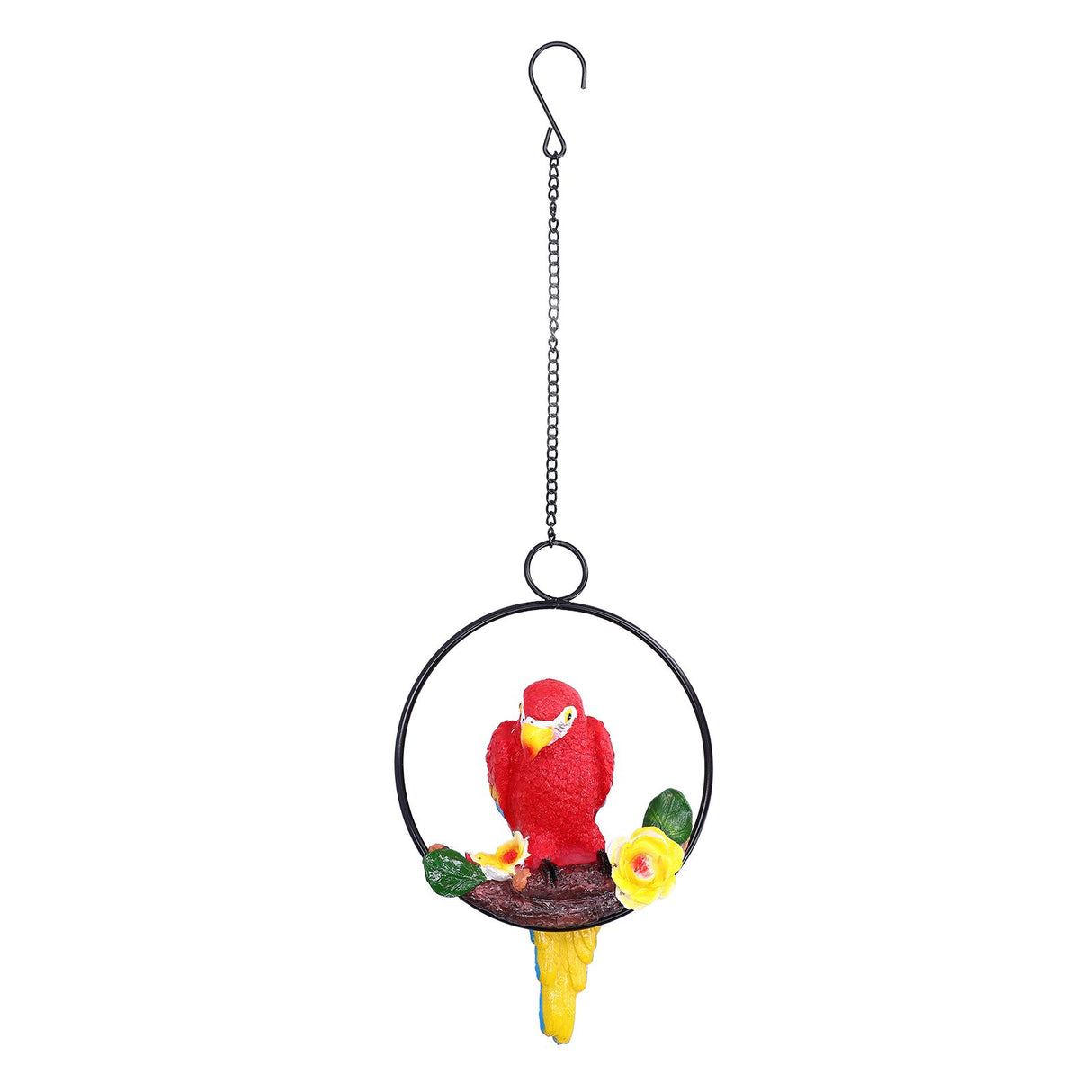 Macaw Garden Pendant Synthetic Resin Hanging Ring Parrots Sculpture for Pathway Yard Patio Lawn