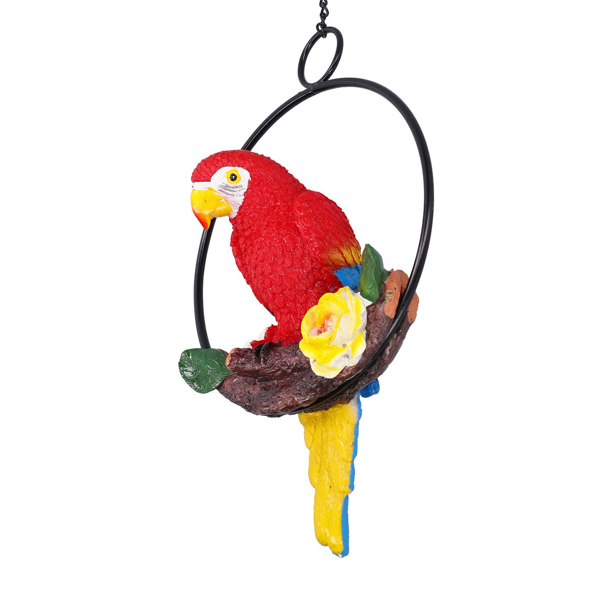 Macaw Garden Pendant Synthetic Resin Hanging Ring Parrots Sculpture for Pathway Yard Patio Lawn