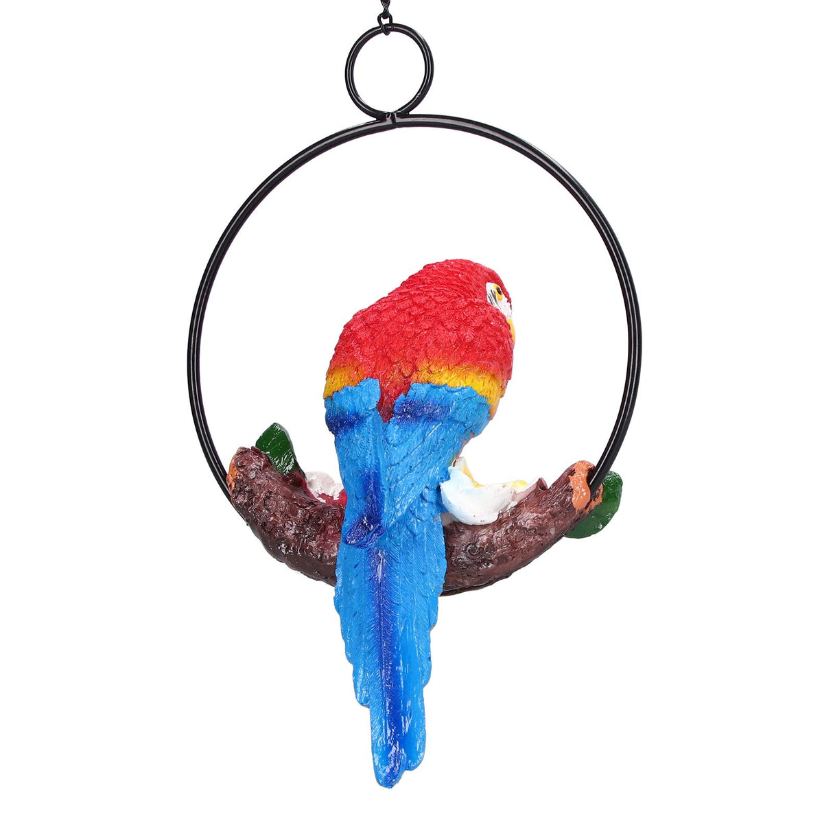 Macaw Garden Pendant Synthetic Resin Hanging Ring Parrots Sculpture for Pathway Yard Patio Lawn