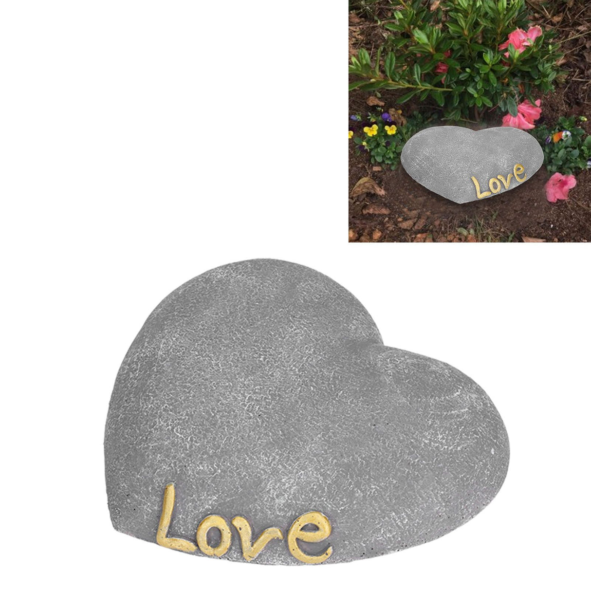 Pet Memorial Stone Heart Shaped Garden Memorial Tombstone Resin Dog Cat Gravestone for Lawn BackyardSesame Gray